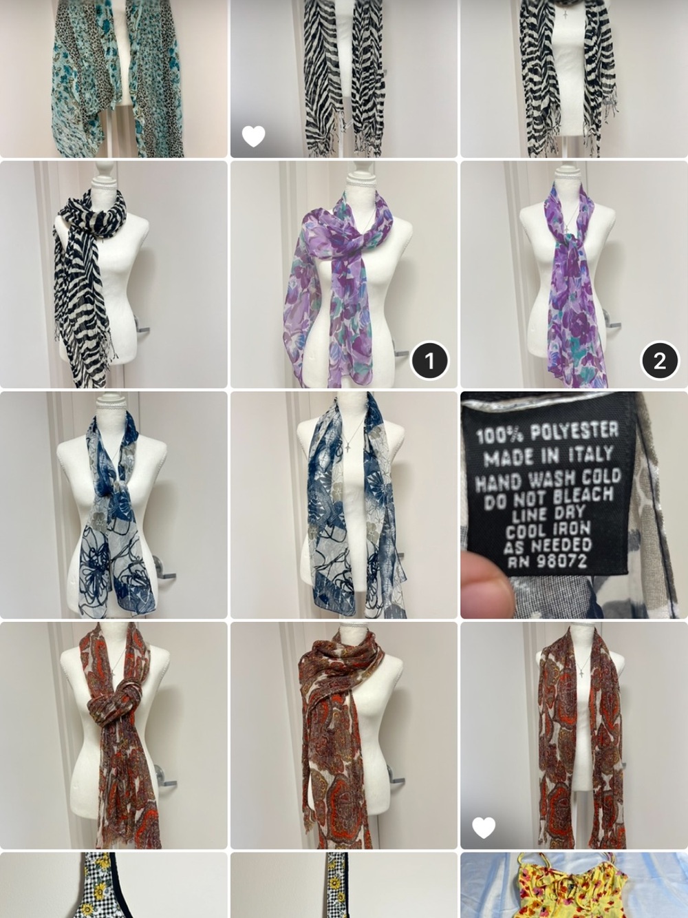 Lightweight Floral Pattern Scarf in Navy and Rust - Picture 7 of 7